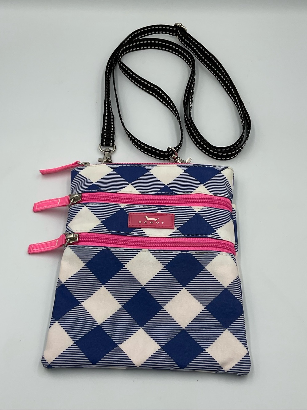 Scout “Sally Go Lightly” Navy, White & Hot Pink Crossbody Bag